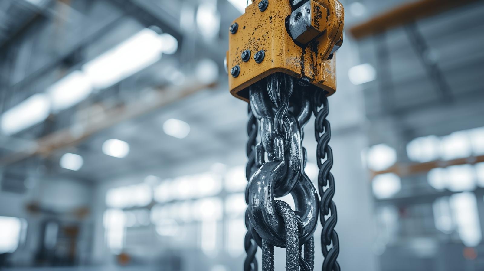 Close-up van industriële kraanonderdelen in zacht daglicht, symbool voor veiligheid, onderhoud en asset management in de procesindustrie.